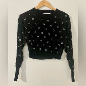 Zara Cropped Ring Embellished Sweater